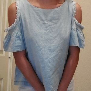 Cold shoulder denim shirt